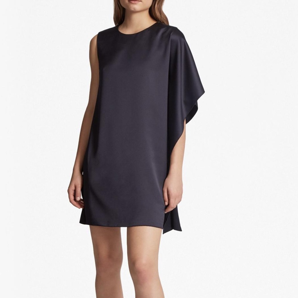French Connection Sasha Satin Fluted dress size 6 in Utility Blue